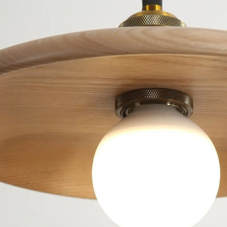 ZOWALA - Classic UFO Solid Wood Geometric Disc Pendant Light Image - 16