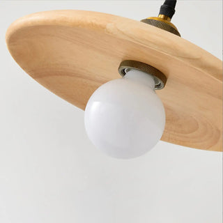 ZOWALA - Classic UFO Solid Wood Geometric Disc Pendant Light Image - 17
