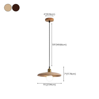 ZOWALA - Classic UFO Solid Wood Geometric Disc Pendant Light Image - 19