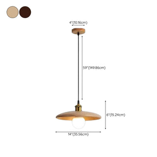 ZOWALA - Classic UFO Solid Wood Geometric Disc Pendant Light Image - 20