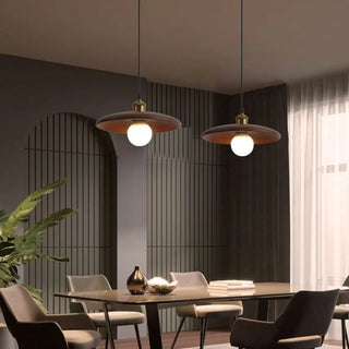 ZOWALA - Classic UFO Solid Wood Geometric Disc Pendant Light Image - 3