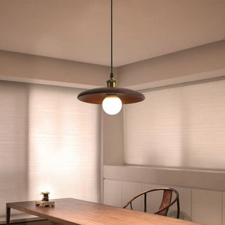 ZOWALA - Classic UFO Solid Wood Geometric Disc Pendant Light Image - 4