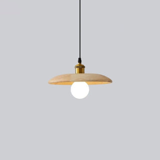 ZOWALA - Classic UFO Solid Wood Geometric Disc Pendant Light Image - 5