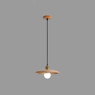 ZOWALA - Classic UFO Solid Wood Geometric Disc Pendant Light Image - 6