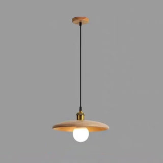 ZOWALA - Classic UFO Solid Wood Geometric Disc Pendant Light Image - 7