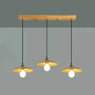 ZOWALA - Classic UFO Solid Wood Geometric Disc Pendant Light Image - 8