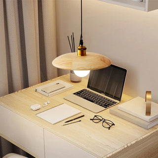 ZOWALA - Classic UFO Solid Wood Geometric Disc Pendant Light Image - 9