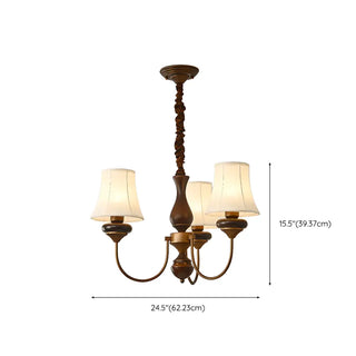 ZOWALA - Walnut Curve Arm Fabric Shade Living Room Chandelier #size