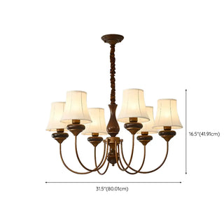 ZOWALA - Walnut Curve Arm Fabric Shade Living Room Chandelier Image - 11