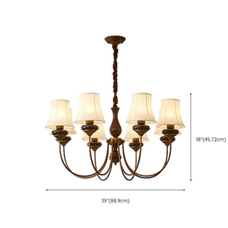 ZOWALA - Walnut Curve Arm Fabric Shade Living Room Chandelier Image - 12