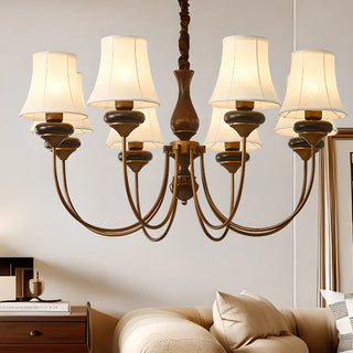 ZOWALA - Walnut Curve Arm Fabric Shade Living Room Chandelier Image - 4