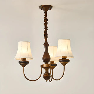 ZOWALA - Walnut Curve Arm Fabric Shade Living Room Chandelier Image - 5