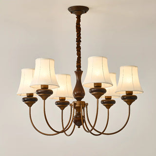 ZOWALA - Walnut Curve Arm Fabric Shade Living Room Chandelier Image - 6