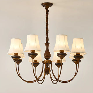 ZOWALA - Walnut Curve Arm Fabric Shade Living Room Chandelier Image - 7