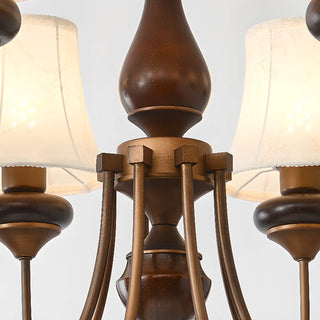 ZOWALA - Walnut Curve Arm Fabric Shade Living Room Chandelier Image - 8
