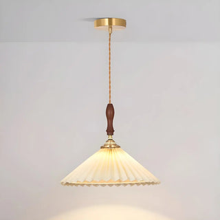 ZOWALA - Classic White Cone Pleated Fabric Bedroom Pendant Light Image - 10