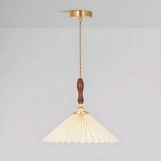 ZOWALA - Classic White Cone Pleated Fabric Bedroom Pendant Light Image - 11