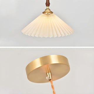 ZOWALA - Classic White Cone Pleated Fabric Bedroom Pendant Light Image - 12
