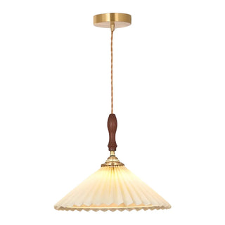 ZOWALA - Classic White Cone Pleated Fabric Bedroom Pendant Light Image - 15