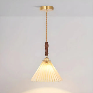 ZOWALA - Classic White Cone Pleated Fabric Bedroom Pendant Light Image - 8