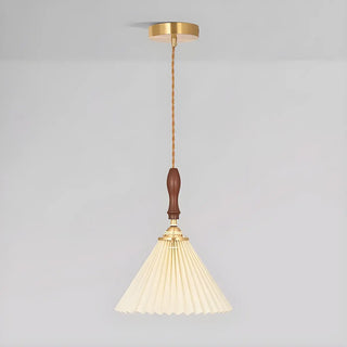 ZOWALA - Classic White Cone Pleated Fabric Bedroom Pendant Light Image - 9