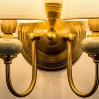 Classic White Fabric Shade Gold Cylinder Wall Sconce Zawala Image - 15