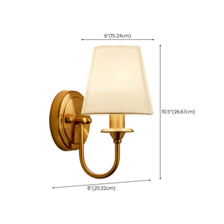 Classic White Fabric Shade Gold Cylinder Wall Sconce Zawala #size