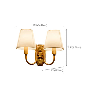 Classic White Fabric Shade Gold Cylinder Wall Sconce Zawala Image - 17
