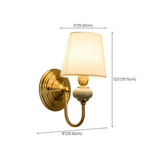 Classic White Fabric Shade Gold Cylinder Wall Sconce Zawala Image - 18