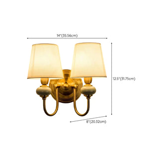 Classic White Fabric Shade Gold Cylinder Wall Sconce Zawala Image - 19