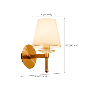 Classic White Fabric Shade Gold Cylinder Wall Sconce Zawala Image - 20