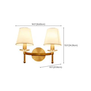 Classic White Fabric Shade Gold Cylinder Wall Sconce Zawala Image - 21