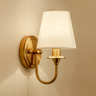 Classic White Fabric Shade Gold Cylinder Wall Sconce Zawala Image - 3