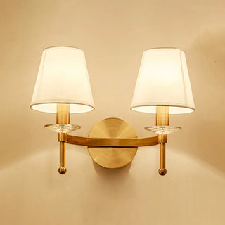 Classic White Fabric Shade Gold Cylinder Wall Sconce Zawala Image - 8