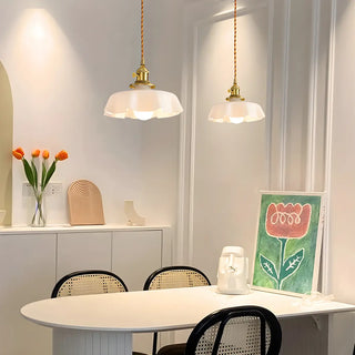 ZOWALA - Classic Blue Glass Floral Dining Room Pendant Light Image - 1