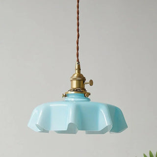 ZOWALA - Classic Blue Glass Floral Dining Room Pendant Light Image - 15