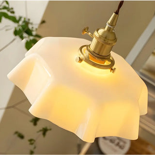 ZOWALA - Classic Blue Glass Floral Dining Room Pendant Light Image - 20