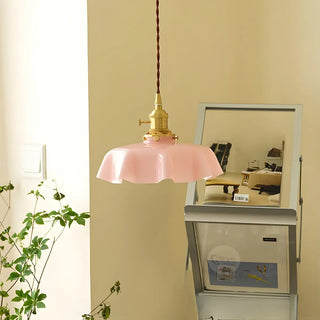 ZOWALA - Classic Blue Glass Floral Dining Room Pendant Light Image - 4