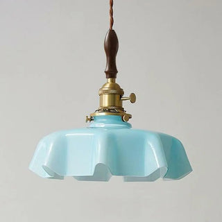 ZOWALA - Classic Blue Glass Floral Dining Room Pendant Light Image - 5
