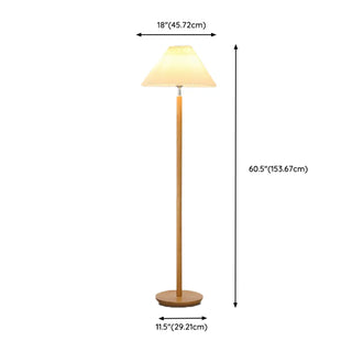 ZOWALA - White Pleated Shade Wooden Base Classic Floor Lamp #size