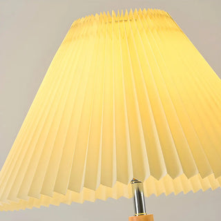 ZOWALA - White Pleated Shade Wooden Base Classic Floor Lamp Image - 5