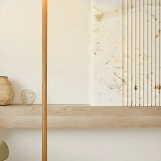 ZOWALA - White Pleated Shade Wooden Base Classic Floor Lamp Image - 7