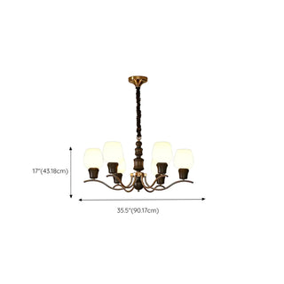 Clear Wine Glass Curve Arm Living Room Large Chandelier Image - 13