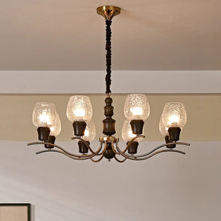 Clear Wine Glass Curve Arm Living Room Large Chandelier Image - 5