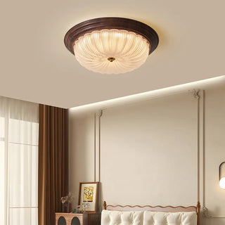 Bedroom Modern Cocoa Drum Flush Mount Ceiling Light Zawala Image - 1