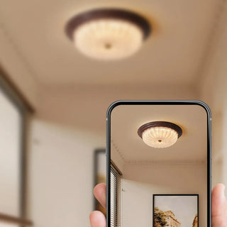 Bedroom Modern Cocoa Drum Flush Mount Ceiling Light Zawala Image - 10