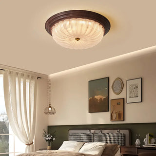 Bedroom Modern Cocoa Drum Flush Mount Ceiling Light Zawala Image - 2