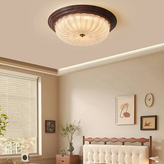 Bedroom Modern Cocoa Drum Flush Mount Ceiling Light Zawala Image - 3