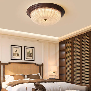 Bedroom Modern Cocoa Drum Flush Mount Ceiling Light Zawala Image - 4
