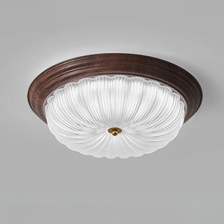 Bedroom Modern Cocoa Drum Flush Mount Ceiling Light Zawala Image - 5